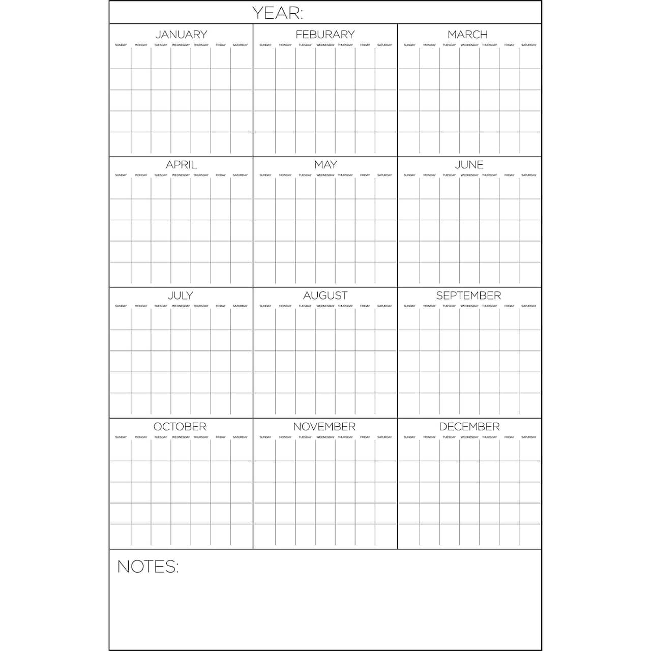 WallPops White Yearly Dry Erase Calendar Michaels